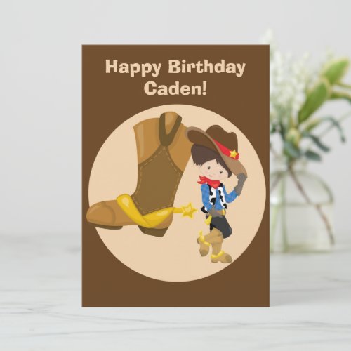Custom Cowboy Kids Country Happy Birthday Card
