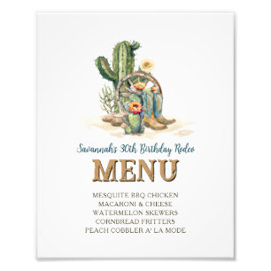 Custom Cowgirl Up Western Rodeo Party Menu Sign