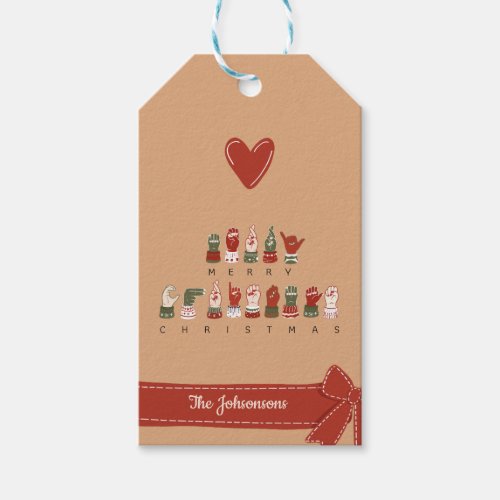 Custom Cozy ASL Merry Christmas Gift Tags