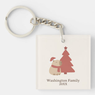 Custom Cozy Capybara Christmas Keychain