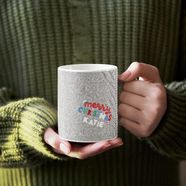 Custom Cozy Grey Knit Winter | Merry Christmas Coffee Mug (Creator Uploaded)