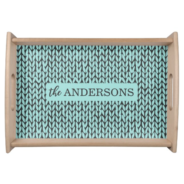 Custom Cozy Knit Pattern Serving Tray (Front)