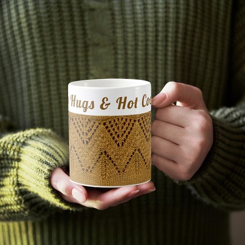 Custom Cozy Knit Winter  Hugs  Hot Cocoa  Coffee Mug