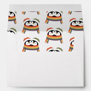 Custom Cozy Pride Penguins Christmas Envelope