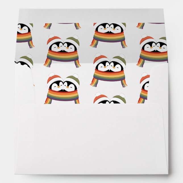 Custom Cozy Pride Penguins Christmas Envelope (Back (Bottom))
