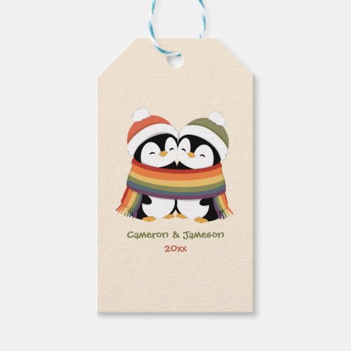 Custom Cozy Pride Penguins Christmas Gift Tags