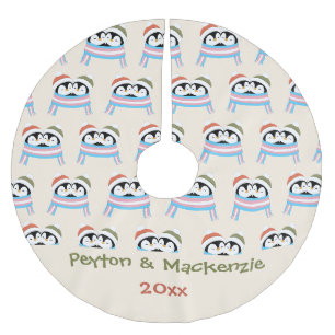 Custom Cozy Trans Penguins Christmas Brushed Polyester Tree Skirt