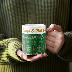 Custom Cozy Ugly Sweater Hugs & Hot Cocoa Coffee Mug