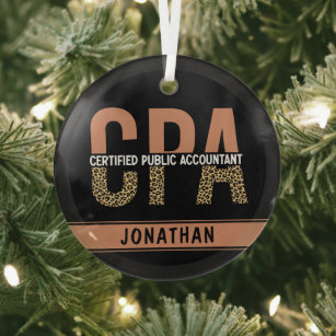 Custom CPA Certified Public Accountant gift Glass Ornament