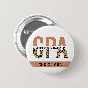 Custom CPA Certified Public Accountant Leopard Button