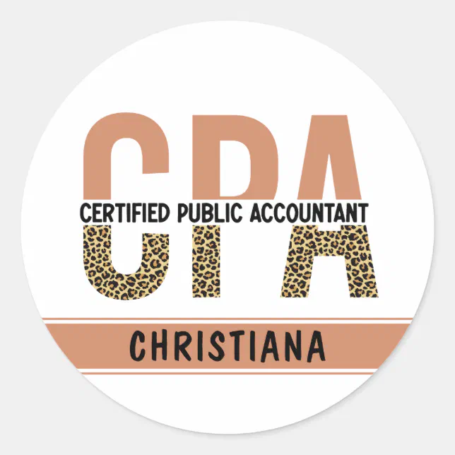 Custom CPA Certified Public Accountant Leopard Classic Round Sticker ...
