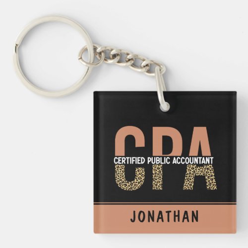 Custom CPA Certified Public Accountant Leopard Keychain