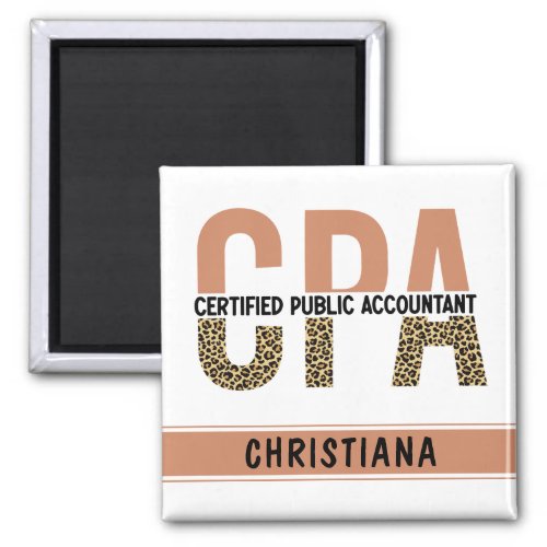 Custom CPA Certified Public Accountant Leopard Magnet