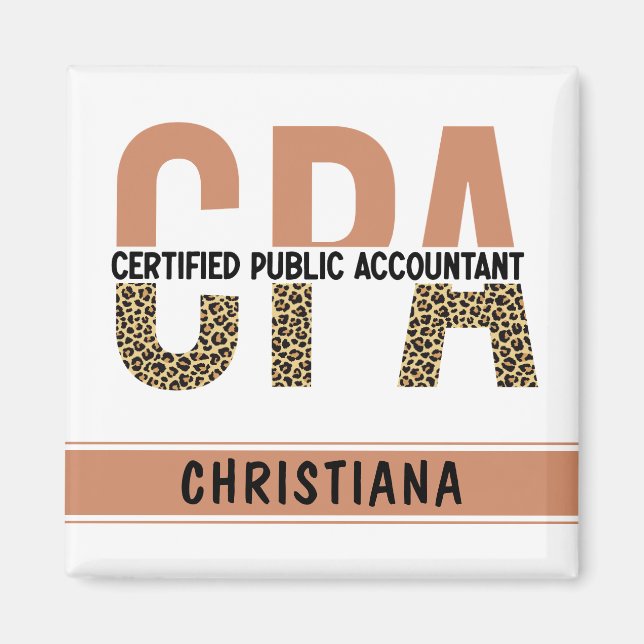 Custom CPA Certified Public Accountant Leopard Magnet (Front)