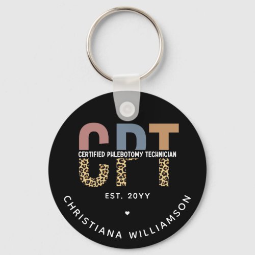 Custom CPT Certified Phlebotomy Technician Gifts Keychain