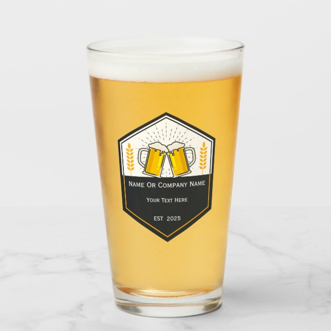 Custom Craft Beer Logo Glass (Front Filled)