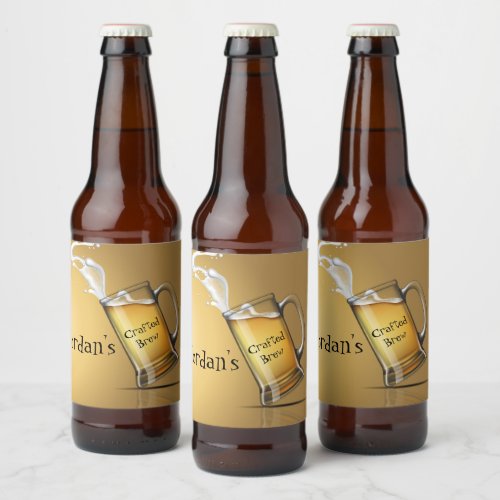 Custom Crafted Brew Beer Bottle Label