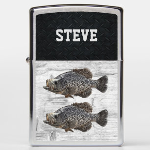 Custom Crappie Fishing Illustration Name Angler Zippo Lighter