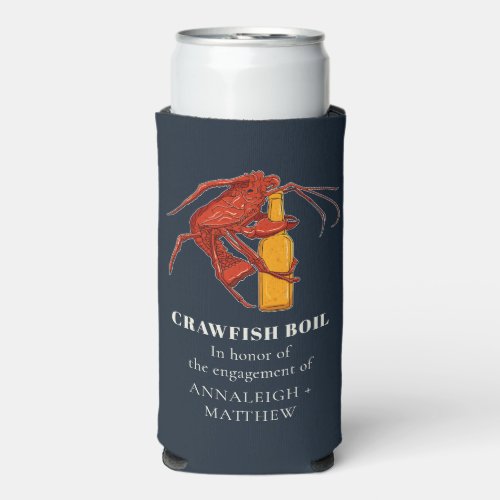 Custom Crawfish Seafood Boil Engagement Party Seltzer Can Cooler