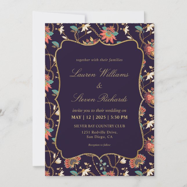 Custom Cream Colorful Floral Wedding Invitation (Front)