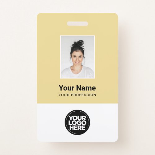 Custom Cream Employee Photo Bar Code Logo Name Badge