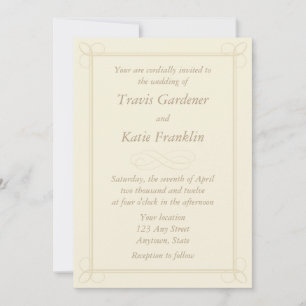 Custom Cream or Ecru Invitation - Scroll Design