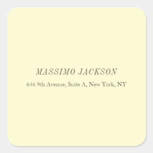 Custom cream personalized minimalist address name square sticker