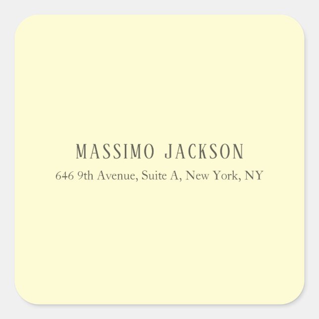 Custom cream personalized minimalist address name square sticker (Front)