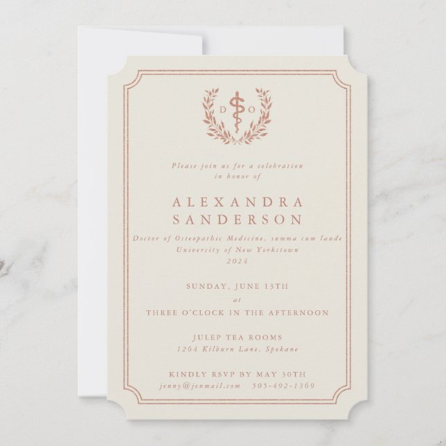 Custom_Cream + Rose Gold Glitter Graduation Invitation (Front)