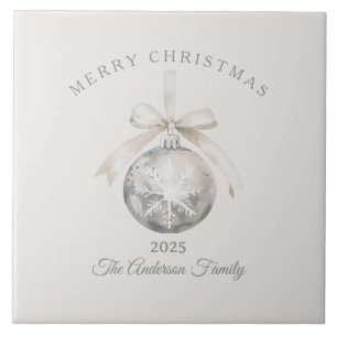 Custom cream rustic ornament Christmas gift Ceramic Tile