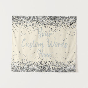 Custom Cream & Silver Birthday Party Photo Booth Tapestry