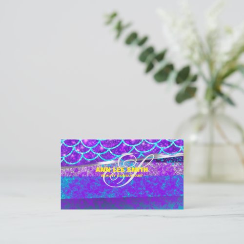 Custom Create Colorful Blue Mermaid Personalized Business Card