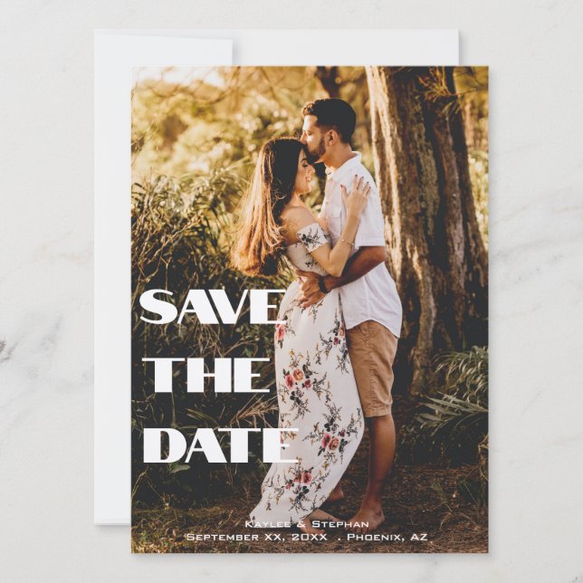 Custom Create Modern Elegant Personalized Photo Save The Date (Front)