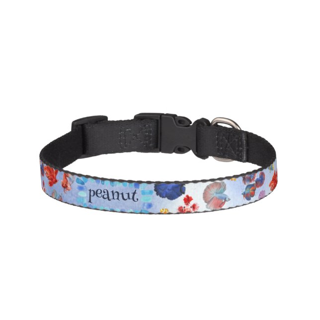 Custom | Create your own Blue Sea Fishes Cat Name Pet Collar (Front)