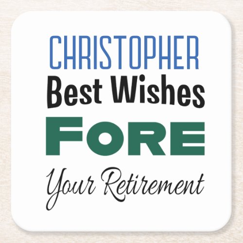 Custom Create Your Own Golf Retirement Party Square Paper Coaster