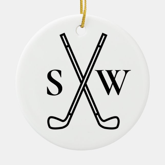 Custom Create Your Own Golf Theme Monogrammed Ceramic Ornament (Front)