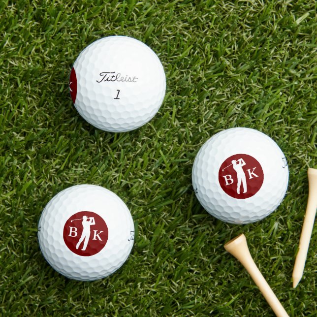 Custom Create Your Own Golfer Monogram Red Golf Balls (Insitu Grass)