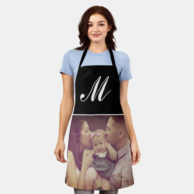 Custom Create Your Own Photo Monogram Initial Bold Apron (Worn)