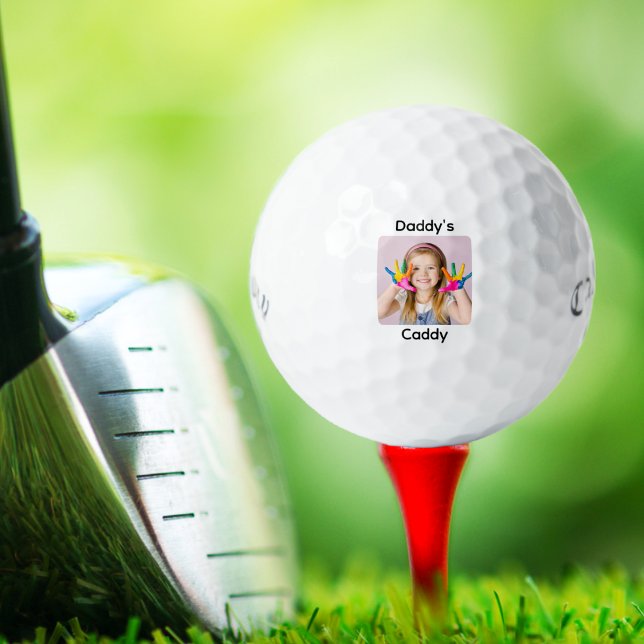 Custom Create Your Own Photo Personalized  Golf Balls (Daddy's Caddy photo golf ball with text. )