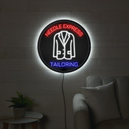 Custom Created Tailoring Shop Faux Neon Window LED Sign