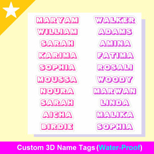 Custom Creative 3D Tag Name Stickers for Girls