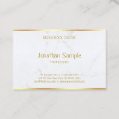 Custom Creative Modern White Marble Gold Text Business Card (Back)