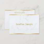 Custom Creative Modern White Marble Gold Text Business Card (Front/Back)