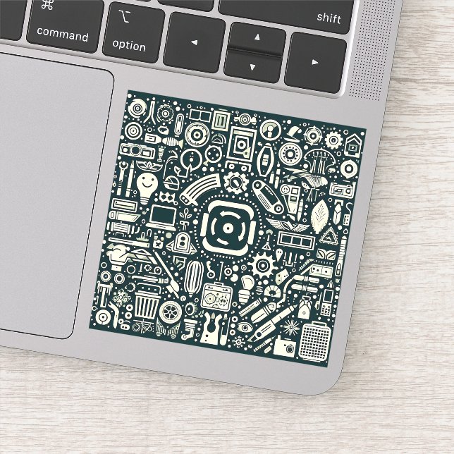 Custom Creative Tech Aesthetic Vinyl Sticker (Detail)