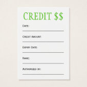 Custom Credit Business Cards (Back)