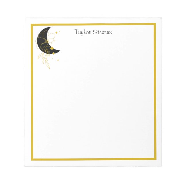 Custom Crescent Moon Floral Notepad  (Front)