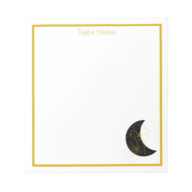 Custom Crescent Moon Floral Notepad (Front)
