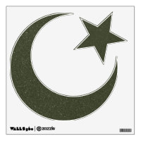 Custom Crescent & Star Decal – Moss Green Texture