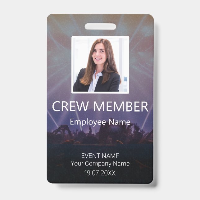 Custom Crew Member Barcode  Event Badge (Front)