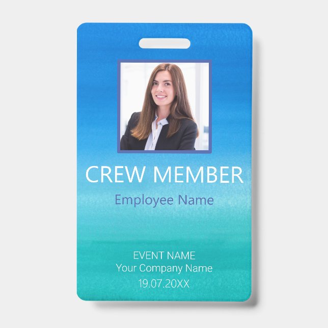 Custom Crew Member Barcode Event Blue Badge (Front)
